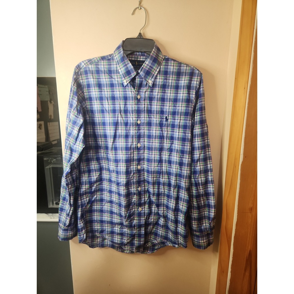 Ralph Lauren Button Down Shirt Mens Small Multicolor Plaid Classic Fit preppy